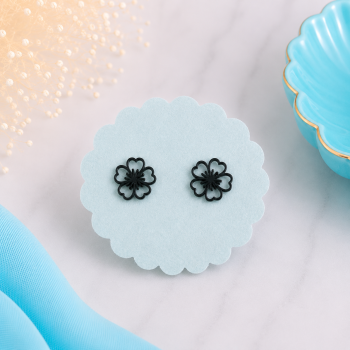 Blumen Ohrstecker aus Edelstahl schwarz