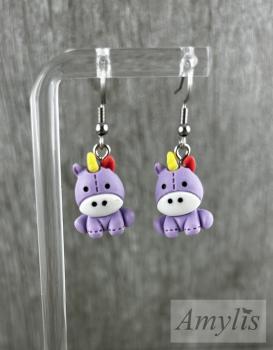 Preview: Ohrhänger Einhorn, lila