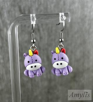 Ohrhänger Einhorn, lila