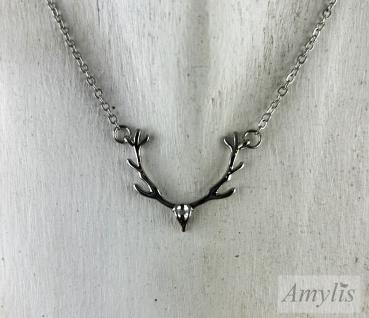 Halskette Hirschgeweih Silber