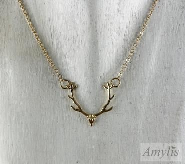 Halskette Hirschgeweih Gold | Handmade Schmuck von Amylis