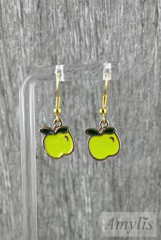 Preview: Grüner Apfel Ohrhänger | Fruchtiger Handmade Schmuck von Amylis