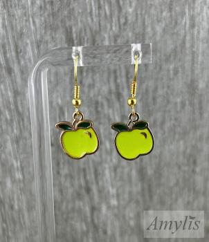 Grüner Apfel Ohrhänger | Fruchtiger Handmade Schmuck von Amylis