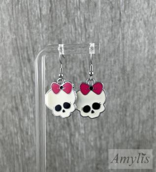 Preview: Ohrhänger Skull mit Schleife