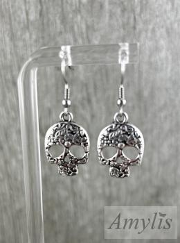 Totenkopf-Ohrhänger silber | Skull Ohrringe | Handmade von Amylis