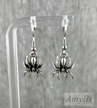 Spinnen Ohrhänger silberfarben handmade Halloween Schmuck | Amylis