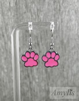 Rosa Pfoten-Ohrhänger