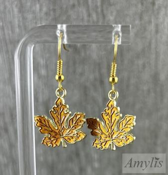 Preview: Ahornblatt Ohrhänger – goldener Herbstschmuck | Amylis