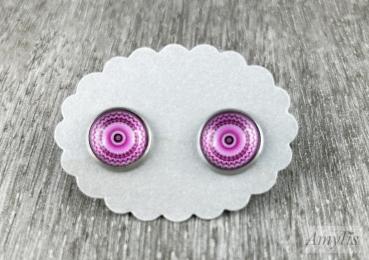 Mandala Ohrstecker in Pink-Violett