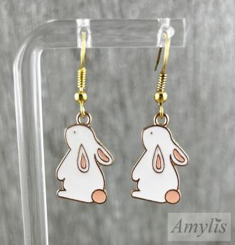 Preview: Weiße Hasen Ohrhänger – Handmade Schmuck aus der Sommerzauber Kollektion | Amylis