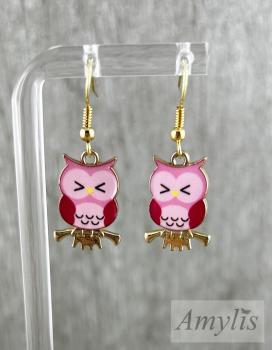 Preview: Rosa Eulen Ohrhänger