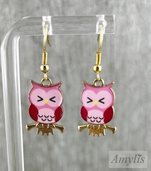 Rosa Eulen Ohrhänger