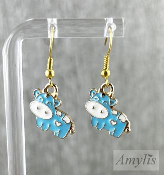 Blaue Kuh Ohrhänger – verspielter Handmade Schmuck | Amylis