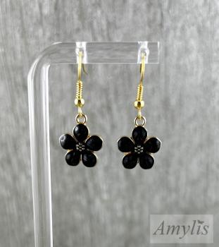 Preview: Schwarze Blüten Ohrhänger – Kollektion Mystic Nights