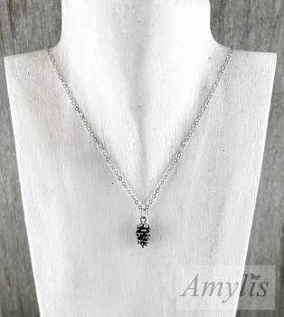 Preview: Tannenzapfen Kette silberfarben