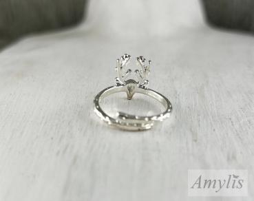 Preview: Hirschgeweih Ring Silber – Winterzauber Kollektion | Handmade Schmuck von Amylis
