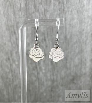 Preview: Weiße Rosen Ohrhänger
