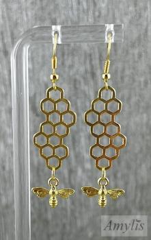 Bienenwaben Ohrringe Gold
