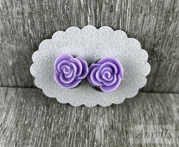 lavendelfarbene Rosen Ohrclips