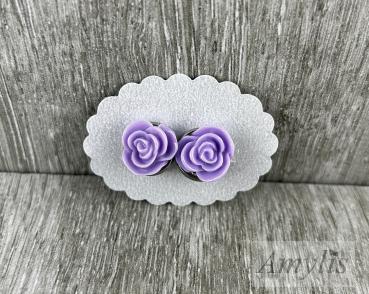 Preview: lavendelfarbene Rosen Ohrclips