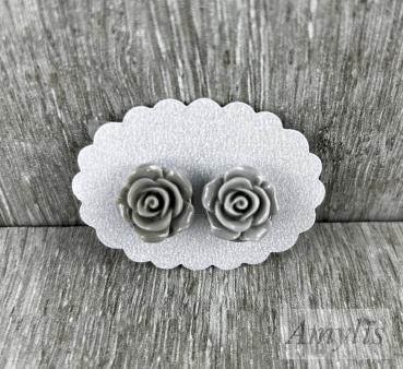 graue Rosen Ohrclips
