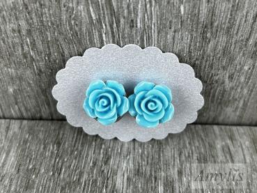 türkise Rosen Ohrclips