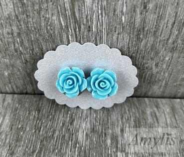 Preview: türkise Rosen Ohrclips