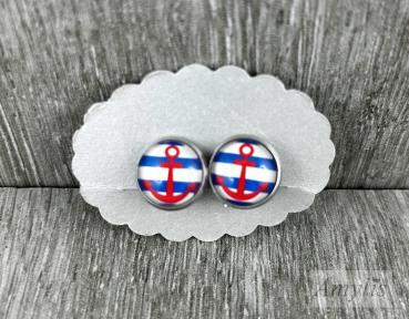 Preview: Ohrclips Anker maritim rund