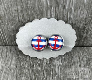 Ohrclips Anker maritim rund