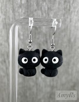 Preview: Katzen Ohrhänger Schwarz