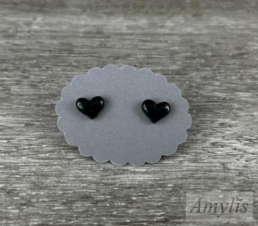 Ohrstecker Herzchen schwarz