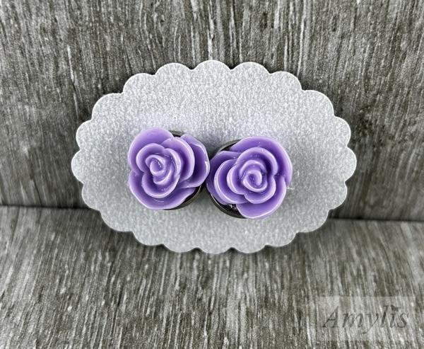 lavendelfarbene Rosen Ohrclips