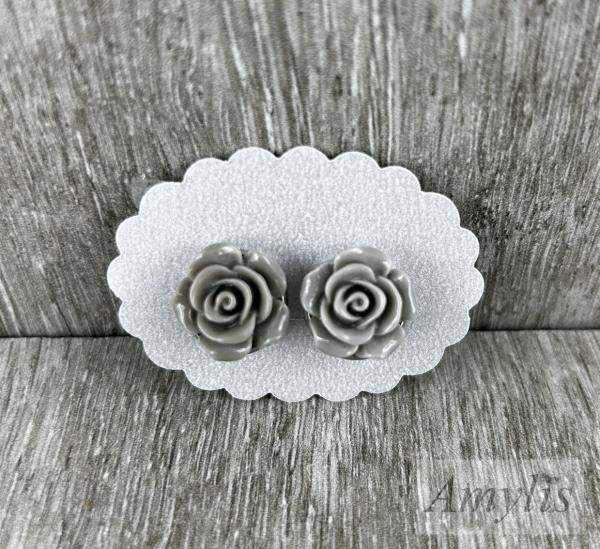 graue Rosen Ohrclips