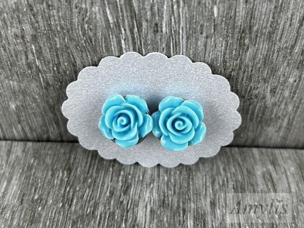 türkise Rosen Ohrclips